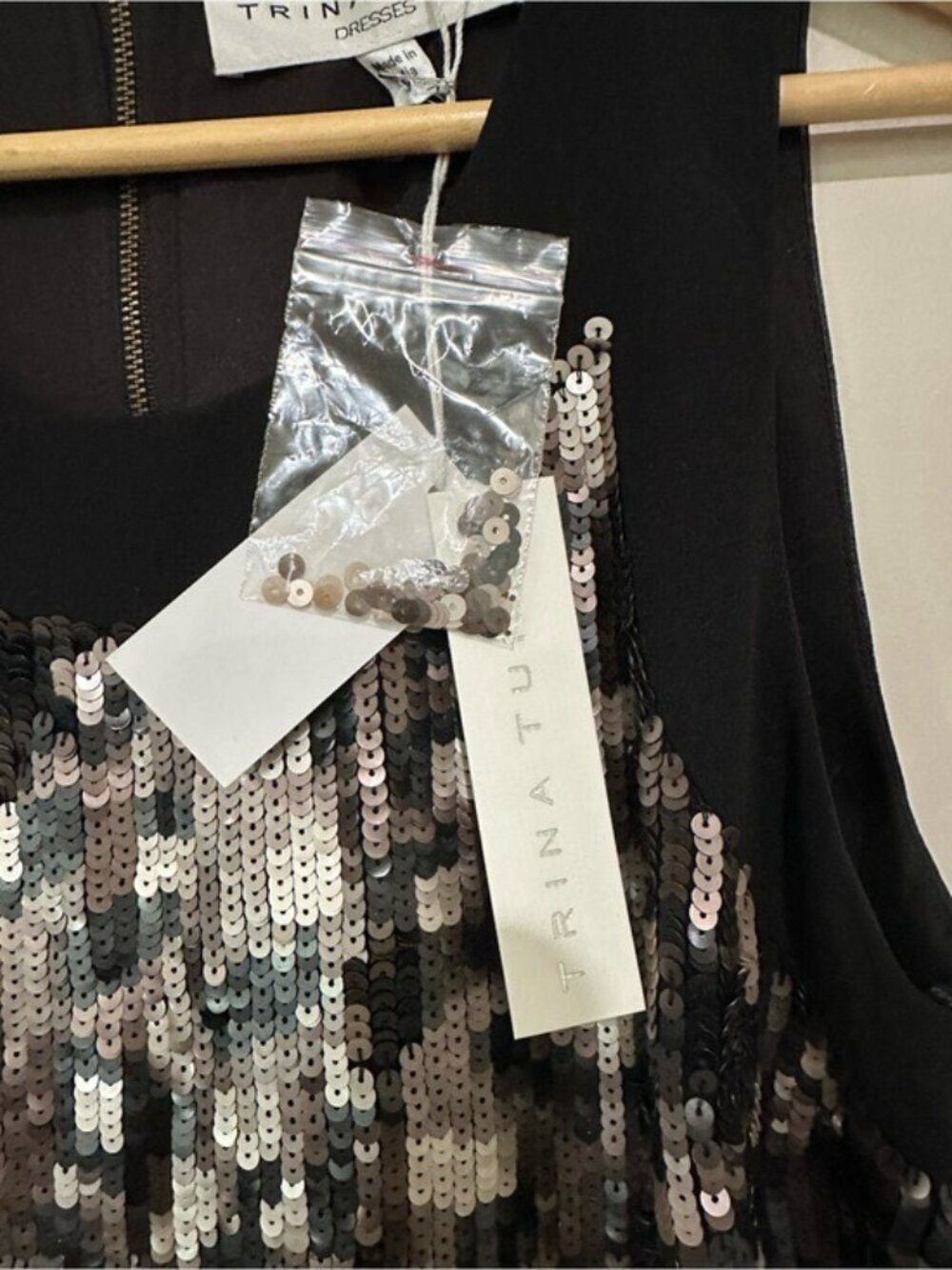 Trina Turk Black Sequin Cocktail Dress Size 4 NWT Sleeveless Party Mini Glam - Picture 8 of 12